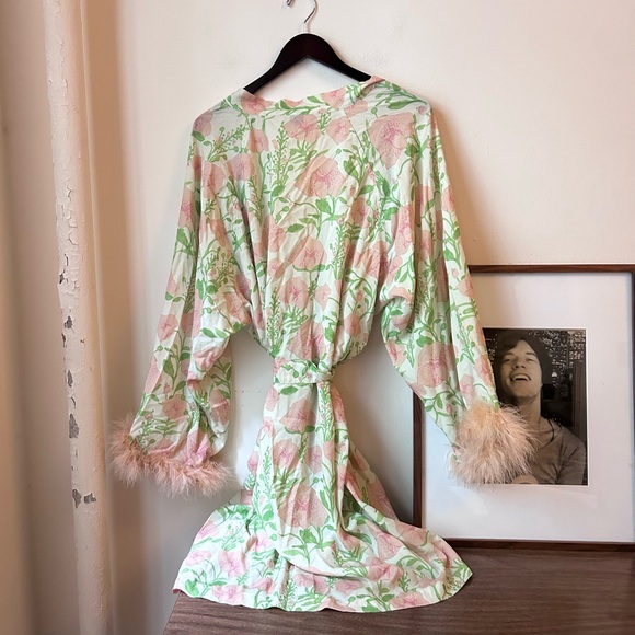chill by cravings chrissy teigan pink floral robe fur lined bloom - Picture 8 of 10